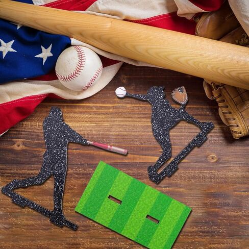 7 Pcs Baseball Party Table Decoration Wooden Baseball Table Centerpieces Baseball Birthday Party Table Signs Baseball Player Silhouette Centerpieces for Birthday Party Supplies in Kuwait