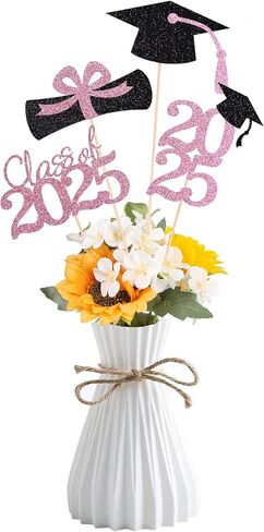 Class of 2025 Graduation Decoration Centerpieces for Tables, 2025 Graduation Table Double-Sided Toppers Party Centerpiece Sticks Party Supplies (16 PCS, Red & Black) in Saudi Arabia