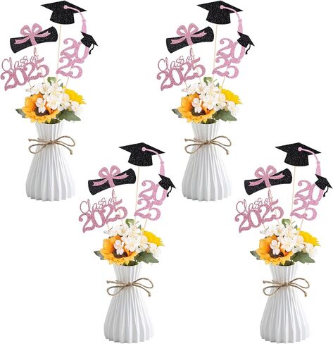 Class of 2025 Graduation Decoration Centerpieces for Tables, 2025 Graduation Table Double-Sided Toppers Party Centerpiece Sticks Party Supplies (16 PCS, Red & Black) in Saudi Arabia