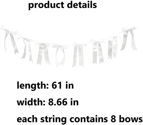 Baby Shower Wreath Bow Birthday Craft Ribbon Ornaments White Bow Wedding Anniversary Hanging Bows for Home Front Door Decorations in Saudi Arabia