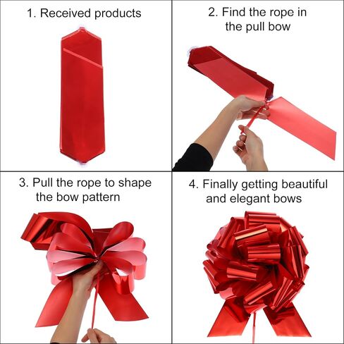 MECCANIXITY 5pcs 4 Inch Organza Large Pull Bow Metallic Gift Wrapping Bows Ribbon Chiffon Yarn Cream White for Wedding Basket Present Christmas Valentine's Day in Kuwait