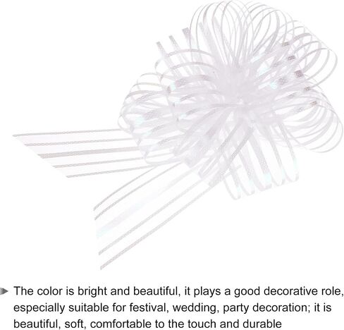 MECCANIXITY 5pcs 4 Inch Organza Large Pull Bow Metallic Gift Wrapping Bows Ribbon Chiffon Yarn Cream White for Wedding Basket Present Christmas Valentine's Day in Kuwait