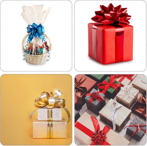 MECCANIXITY 5pcs 4 Inch Organza Large Pull Bow Metallic Gift Wrapping Bows Ribbon Chiffon Yarn Cream White for Wedding Basket Present Christmas Valentine's Day in Kuwait