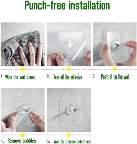 20 PCS Adhesive Hooks Heavy Duty, Wall Hooks for Hanging, Seamless Screws for Wall Mount, No-Trace Sticker Frame Hangers Without Nails for Mount Wall Shelf，for Kitchen，Home，Office Self Adhesive Hooks in Kuwait