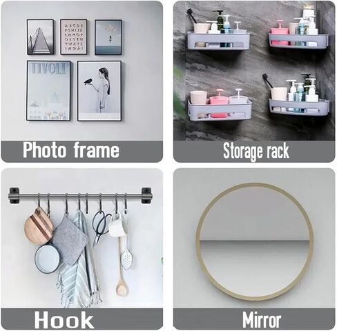 20 PCS Adhesive Hooks Heavy Duty, Wall Hooks for Hanging, Seamless Screws for Wall Mount, No-Trace Sticker Frame Hangers Without Nails for Mount Wall Shelf，for Kitchen，Home，Office Self Adhesive Hooks in Kuwait