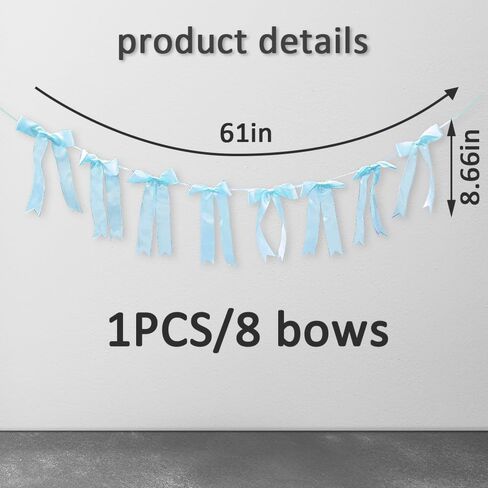 Baby Shower Wreath Bow Birthday Craft Ribbon Ornaments White Bow Wedding Anniversary Hanging Bows for Home Front Door Decorations in Saudi Arabia