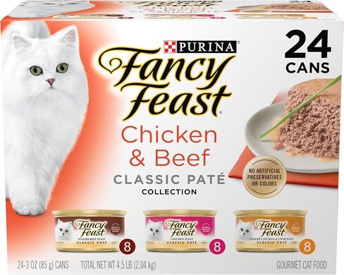 Purina Fancy Feast Grain Free Pate Wet Cat Food Variety Pack, Poultry & Beef Collection - (30) 3 oz. Cans in Saudi Arabia