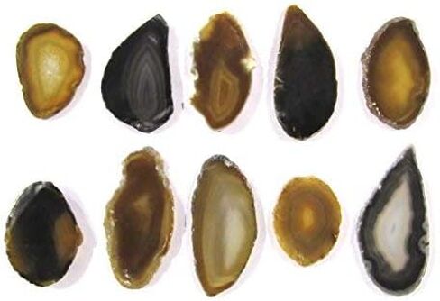 Crystals Colorful Set of 12 Polished Agate Slices in Velvet Bag (Teal) in Kuwait