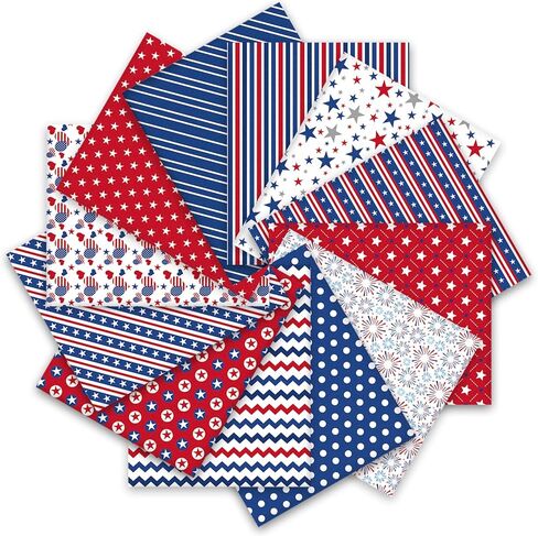 Whaline 12pcs حزم النسيج القطن الوطني 18 × 22 بوصة ستار للألعاب النارية ، أرباع الدهون في الرابع من يوليو in Kuwait