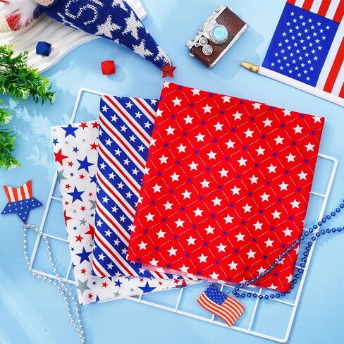Whaline 12pcs حزم النسيج القطن الوطني 18 × 22 بوصة ستار للألعاب النارية ، أرباع الدهون في الرابع من يوليو in Kuwait