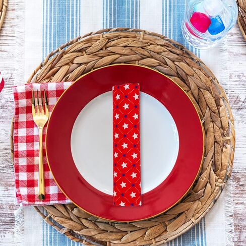 Whaline 12pcs حزم النسيج القطن الوطني 18 × 22 بوصة ستار للألعاب النارية ، أرباع الدهون في الرابع من يوليو in Kuwait