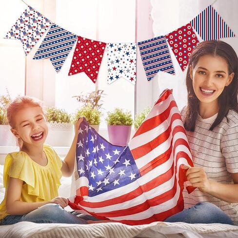 Whaline 12pcs حزم النسيج القطن الوطني 18 × 22 بوصة ستار للألعاب النارية ، أرباع الدهون في الرابع من يوليو in Kuwait