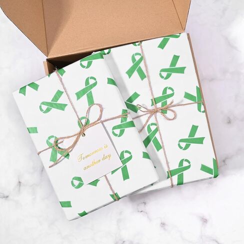 100Pcs Mental Heath Awareness Gift Wrapping Tissue Paper Green Ribbon Awareness Tissue Paper for Gift Bags for Fundraiser Event Mental Health Party DIY Supplies in Saudi Arabia