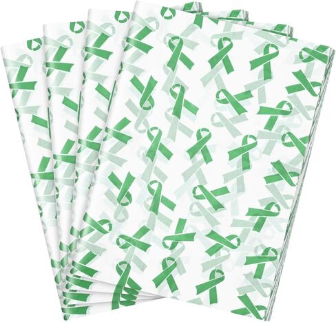100Pcs Mental Heath Awareness Gift Wrapping Tissue Paper Green Ribbon Awareness Tissue Paper for Gift Bags for Fundraiser Event Mental Health Party DIY Supplies in Saudi Arabia