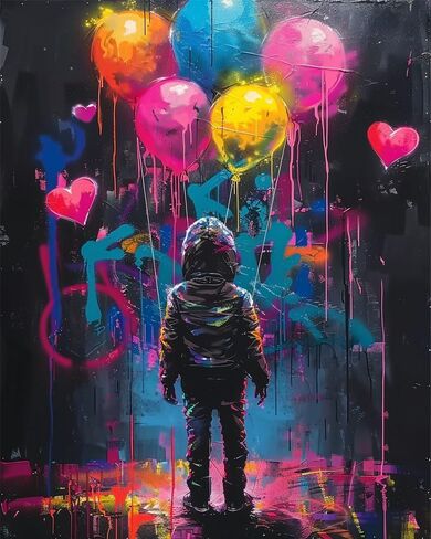 MSTINGSHUN BANKSY GARAFTI PAIND بأرقام للأم وابنة DIY اللوحة على القماش مع الدهانات الأكريليك الجدران الجدران الجدار بأرقام للمبتدئين البالغين 16x20 بوصة (بدون إطار) in Kuwait