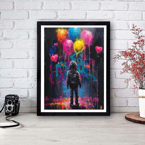 MSTINGSHUN BANKSY GARAFTI PAIND بأرقام للأم وابنة DIY اللوحة على القماش مع الدهانات الأكريليك الجدران الجدران الجدار بأرقام للمبتدئين البالغين 16x20 بوصة (بدون إطار) in Kuwait