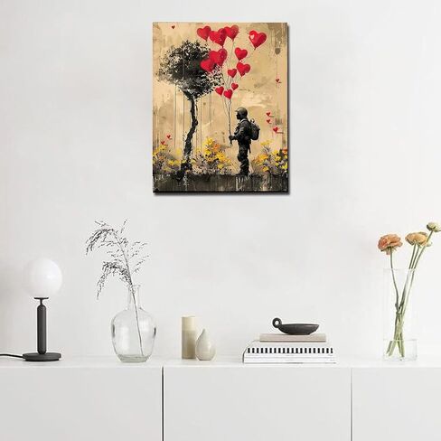 MSTINGSHUN BANKSY GARAFTI PAIND بأرقام للأم وابنة DIY اللوحة على القماش مع الدهانات الأكريليك الجدران الجدران الجدار بأرقام للمبتدئين البالغين 16x20 بوصة (بدون إطار) in Kuwait