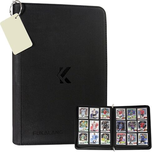 Card Card Binder 9 Pocket مع اثنين من السوستة المعدنية و 540 فتحات ، ورقة العلامة ، ألبوم التحميل الجانبي Fukalang Ringless ، المجلد القابل للتحصيل لـ Pokemon ، Yugioh ، TCG ، MTG و Sports (أسود) in Kuwait