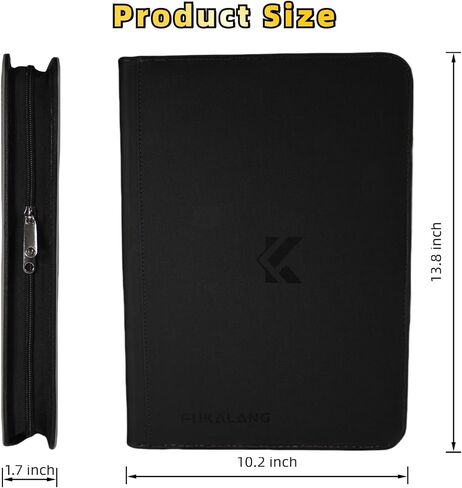 Card Card Binder 9 Pocket مع اثنين من السوستة المعدنية و 540 فتحات ، ورقة العلامة ، ألبوم التحميل الجانبي Fukalang Ringless ، المجلد القابل للتحصيل لـ Pokemon ، Yugioh ، TCG ، MTG و Sports (أسود) in Kuwait