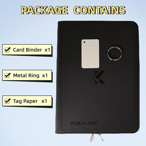Card Card Binder 9 Pocket مع اثنين من السوستة المعدنية و 540 فتحات ، ورقة العلامة ، ألبوم التحميل الجانبي Fukalang Ringless ، المجلد القابل للتحصيل لـ Pokemon ، Yugioh ، TCG ، MTG و Sports (أسود) in Kuwait