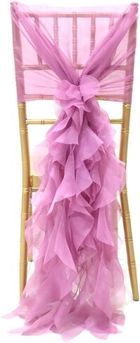 Milk Yarn Chair Cover, Tulle Chair Back Cap Covers for Bridal Shower, Wedding, Baby Shower Decoration Long Tulle High Chair Skirt Slipcovers (Pink, 2pcs) in Saudi Arabia