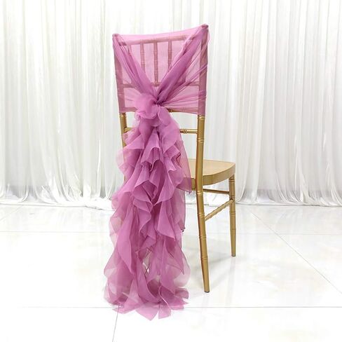 Milk Yarn Chair Cover, Tulle Chair Back Cap Covers for Bridal Shower, Wedding, Baby Shower Decoration Long Tulle High Chair Skirt Slipcovers (Pink, 2pcs) in Saudi Arabia