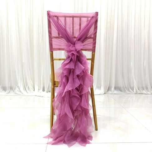 Milk Yarn Chair Cover, Tulle Chair Back Cap Covers for Bridal Shower, Wedding, Baby Shower Decoration Long Tulle High Chair Skirt Slipcovers (Pink, 2pcs) in Saudi Arabia