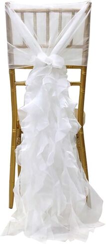 Milk Yarn Chair Cover, Tulle Chair Back Cap Covers for Bridal Shower, Wedding, Baby Shower Decoration Long Tulle High Chair Skirt Slipcovers (Pink, 2pcs) in Saudi Arabia