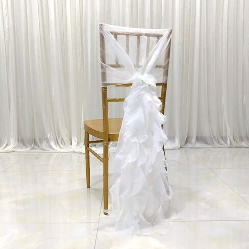 Milk Yarn Chair Cover, Tulle Chair Back Cap Covers for Bridal Shower, Wedding, Baby Shower Decoration Long Tulle High Chair Skirt Slipcovers (Pink, 2pcs) in Saudi Arabia