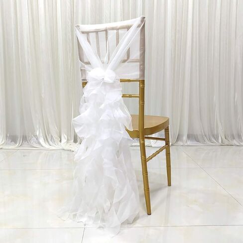 Milk Yarn Chair Cover, Tulle Chair Back Cap Covers for Bridal Shower, Wedding, Baby Shower Decoration Long Tulle High Chair Skirt Slipcovers (Pink, 2pcs) in Saudi Arabia