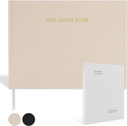 Classic Linen Guest Book - Timeless Keepsake for Preserving Memories - Layflat, Plain, & Blank Pages for Polaroid Guest Book, Wedding Guest Book, Baby Shower Guest Book, Housewarming Gift, Reception in Kuwait
