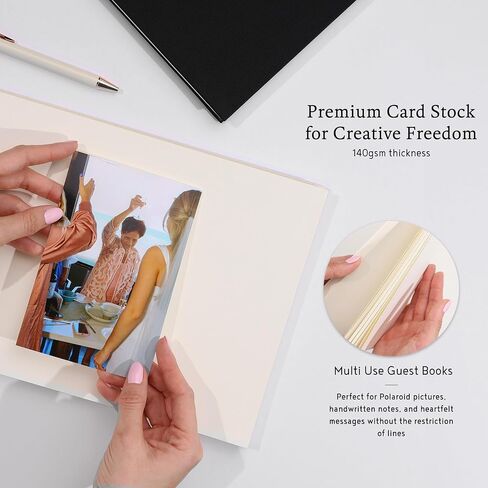 Classic Linen Guest Book - Timeless Keepsake for Preserving Memories - Layflat, Plain, & Blank Pages for Polaroid Guest Book, Wedding Guest Book, Baby Shower Guest Book, Housewarming Gift, Reception in Kuwait