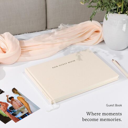 Classic Linen Guest Book - Timeless Keepsake for Preserving Memories - Layflat, Plain, & Blank Pages for Polaroid Guest Book, Wedding Guest Book, Baby Shower Guest Book, Housewarming Gift, Reception in Kuwait