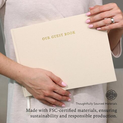 Classic Linen Guest Book - Timeless Keepsake for Preserving Memories - Layflat, Plain, & Blank Pages for Polaroid Guest Book, Wedding Guest Book, Baby Shower Guest Book, Housewarming Gift, Reception in Kuwait