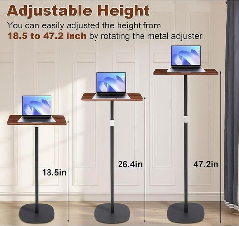 Portable Laptop Floor Stand, Bedside Table Height Adjustable 18"~47" Computer Stand Ergonomic Desk Workstation, Mobile Standing Desk with Stable Base for Home Office Classroom in Saudi Arabia