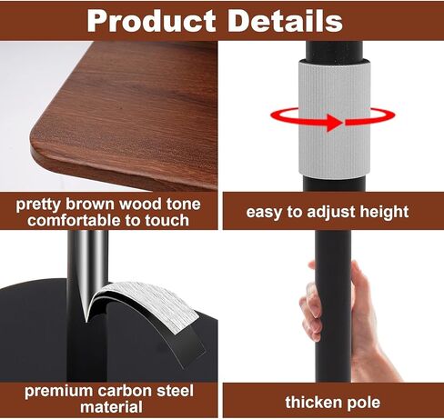 Portable Laptop Floor Stand, Bedside Table Height Adjustable 18"~47" Computer Stand Ergonomic Desk Workstation, Mobile Standing Desk with Stable Base for Home Office Classroom in Saudi Arabia