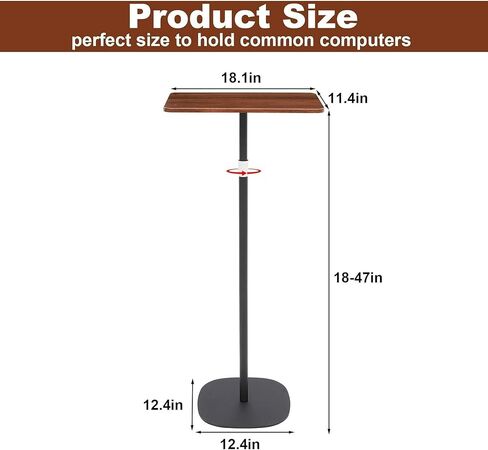 Portable Laptop Floor Stand, Bedside Table Height Adjustable 18"~47" Computer Stand Ergonomic Desk Workstation, Mobile Standing Desk with Stable Base for Home Office Classroom in Saudi Arabia