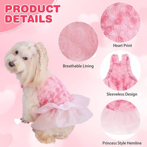 Small Dog Dresses Rose Flower Dog Cat Wedding Dress Puppy Tulle Dress Doggie Tutu Skirt Cat Outfit Pet Costume for Yorkie Teddy Chihuahua Clothes in Saudi Arabia