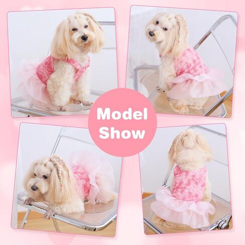 Small Dog Dresses Rose Flower Dog Cat Wedding Dress Puppy Tulle Dress Doggie Tutu Skirt Cat Outfit Pet Costume for Yorkie Teddy Chihuahua Clothes in Saudi Arabia