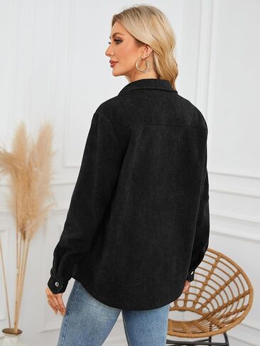 ZAFUL Womens Corduroy Sherpa Jackets Button Down Long Sleeve Fleece Outwear Coat with Pockets in Saudi Arabia