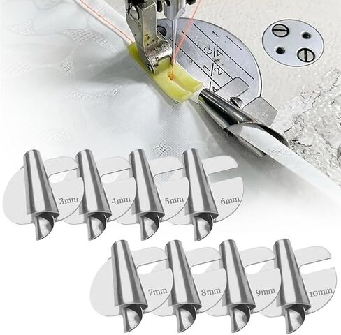 Universal Sewing Rolled Hemmer Foot 8Pcs/Set - [3-10mm] - Wide Rolled Hem Pressure Foot, Sewing Machine Presser Foot Hemmer Foot, Home Industrial Curved Scroll Hemmer Foot in Kuwait