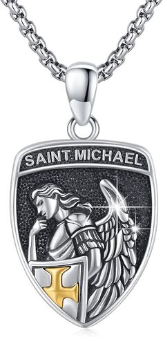 Archangel Raphael Necklace 925 Sterling Silver Saint Raphael Amulet Pendant Necklaces, Turquoise Patron Saint Raphael Jewelry for Men Women with 22 in Chain in Saudi Arabia