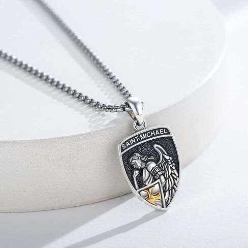 Archangel Raphael Necklace 925 Sterling Silver Saint Raphael Amulet Pendant Necklaces, Turquoise Patron Saint Raphael Jewelry for Men Women with 22 in Chain in Saudi Arabia