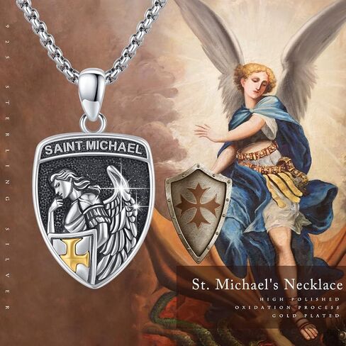 Archangel Raphael Necklace 925 Sterling Silver Saint Raphael Amulet Pendant Necklaces, Turquoise Patron Saint Raphael Jewelry for Men Women with 22 in Chain in Saudi Arabia