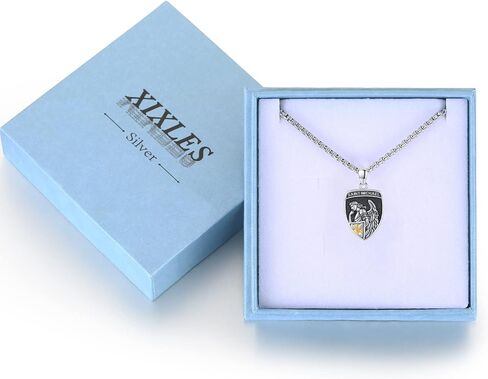Archangel Raphael Necklace 925 Sterling Silver Saint Raphael Amulet Pendant Necklaces, Turquoise Patron Saint Raphael Jewelry for Men Women with 22 in Chain in Saudi Arabia