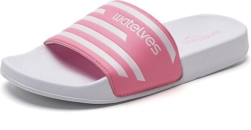 WateLves Girls Sandals Boys Slide Sandals Kids Summer Slippers Slip On Sandals for Outdoor Beach Pool Shower (Glitter Scales,30) in Kuwait