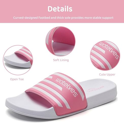 WateLves Girls Sandals Boys Slide Sandals Kids Summer Slippers Slip On Sandals for Outdoor Beach Pool Shower (Glitter Scales,30) in Kuwait