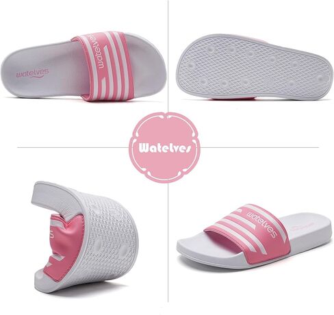 WateLves Girls Sandals Boys Slide Sandals Kids Summer Slippers Slip On Sandals for Outdoor Beach Pool Shower (Glitter Scales,30) in Kuwait