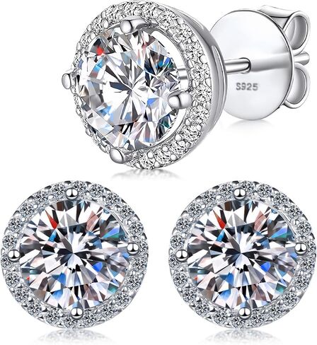 Sterling Silver Zirconia Earrings Stud Earrings Snowflake Shape, Round Cut D Color VVS1 Clarity Lab Created Diamond Earrings Studs White Gold Plated 925 Sterling Silver Jewelry for Women Men in Saudi Arabia