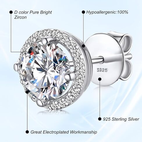 Sterling Silver Zirconia Earrings Stud Earrings Snowflake Shape, Round Cut D Color VVS1 Clarity Lab Created Diamond Earrings Studs White Gold Plated 925 Sterling Silver Jewelry for Women Men in Saudi Arabia